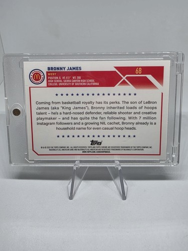 2023 Topps Chrome McDonald's All American RayWave Refractor #68 Bronny James RC - Picture 2 of 10