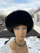 Real Black fox fur headband Neck Warmer Wrap Saga Quality New item Made in USA