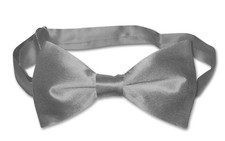BIAGIO 100 SILK BOWTIE Solid CHARCOAL GREY Color Mens Bow Tie for Tux or Suit