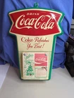 Vintage Coke Metal Calendar Holder “Fishtail” “Coke Refreshes You Best” 1970’s
