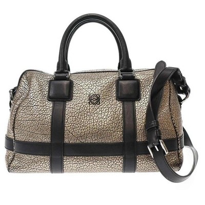 LOEWE Paseo 30 Anagram Mini Boston Bag Gold Used MESC-0