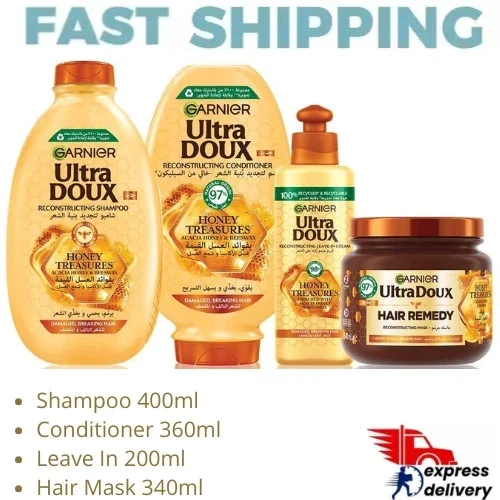 Shampooing et revitalisant au miel Garnier Ultra Doux et crème et masque capi... - Photo 1/1