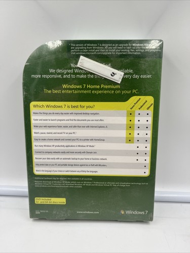 Brand New Microsoft Windows 7 Home Premium Upgrade DVD 32/64 Bit w/ Product Key - Picture 2 of 5