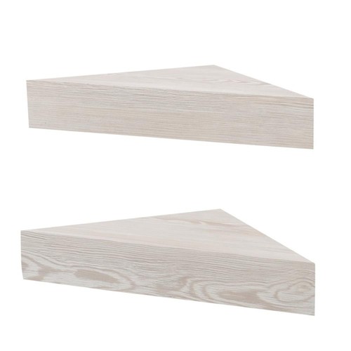 Juego de dos estantes de pared de esquina de triángulo flotante grueso de madera Pemberly Row - Imagen 2 de 6