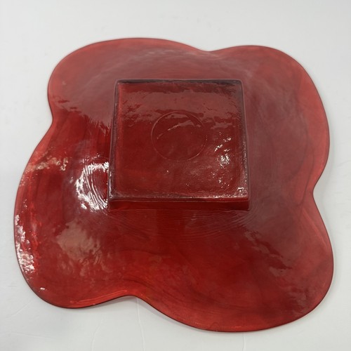 Vintage Red White Glassware Murano Swirl Art Glass Bowl Decorative Glass - Bild 5 von 6