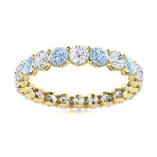 Round Aquamarine Gemstone Eternity Statement Ring Jewelry Sterling Silver