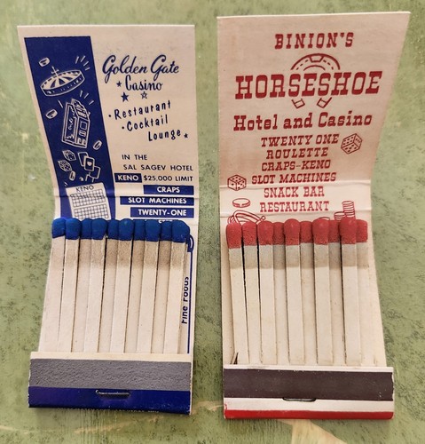 2 VTG MATCHBOOK UNSTRUCK LAS VEGAS BINIONS HORSESHOE GOLDEN GATE CASINO DOWNTOWN - Picture 3 of 3