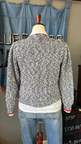 Vintage 90s Jigsaw Scottie Dog Chunky Knit Cropped Granny Cardigan Sweater Sz M - Picture 4 of 15