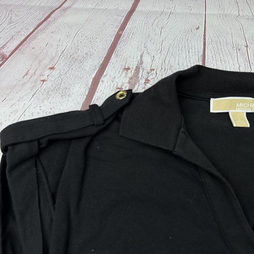 Camisa Michael Michael Kors Mujer Pequeña Negra Cuello Johnny Manga Corta Charretera - Imagen 6 de 10