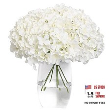 Hydrangea Artificial Flowers -12 pcs Realistic Fake Hydrangea Silk White