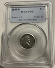 1943-D 1c Steel Lincoln Wheat Cent PCGS MS67 - Please Read Description