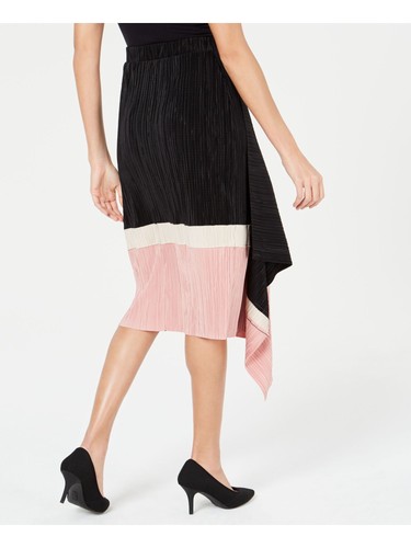 ALFANI Womens Black Color Block Below The Knee Wear To Work Pleated Skirt L - Picture 6 of 6