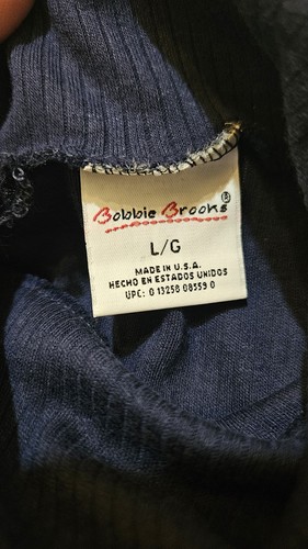 Vintage USA Bobbie Brooks Turtle Neck Shirt Sz L Womans Navy Blue Long Sleeve - Picture 2 of 6