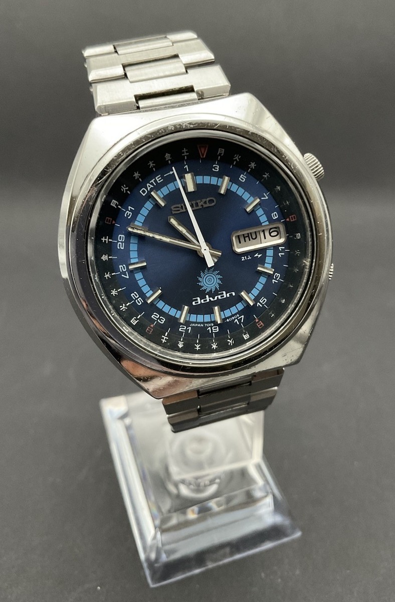 Vintage Seiko Advan 7019-6050 Blue Dial Automatic Kanji Day-Date