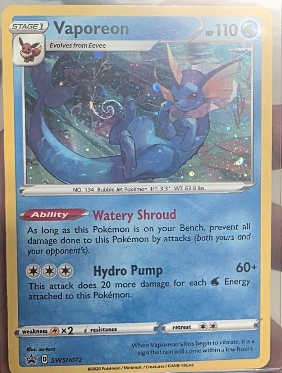 Vaporeon Black Star Promo SWSH/072 Cosmo Rare Fart SWIRL! in the