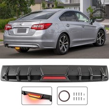 For Subaru Legacy Rear Bumper Diffuser Lip W Led Brake Tail Light Carbon Fiber