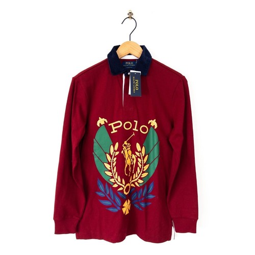 Polo Ralph Lauren Calce Clásico Uni Crest Rugby Camisa Roja Manga Larga Talla XS NUEVO - Imagen 8 de 12