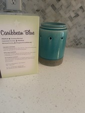 Scentsy Carribean Blue Full Size Wax Warmer With Bulb NIB New