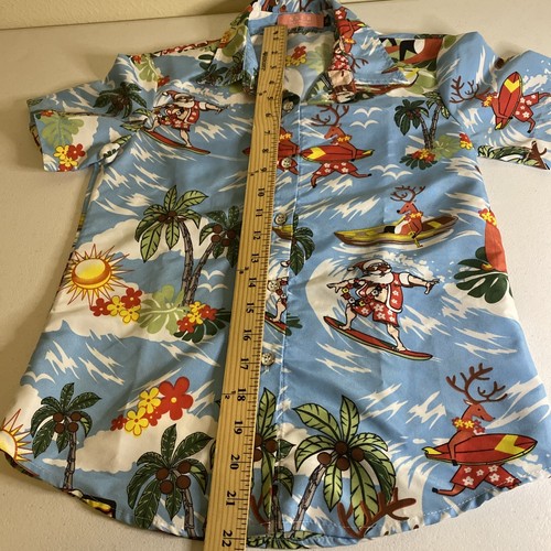 SSLR Girls Med Tropical Christmas Blue Shirt Short Sleeve Button Up Top (F7) - Picture 9 of 10