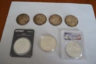 AMERICAN SILVER EAGLE COINS, LOT OF SEVEN