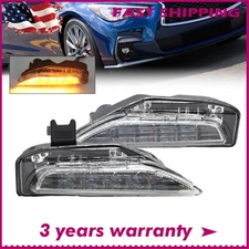 2PCS Front Left & Right Turn Signal Lamp Fog Lights For Infiniti Q50 2014-2020