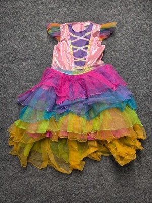 Disguise Girls Costume Colorful Dress Multicolor Short Sleeves Flared Bottom