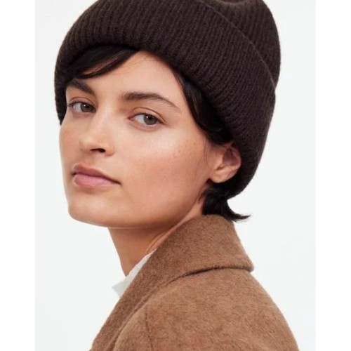 Madewell Wool -Blend Knit Beanie Women's OSFM Heather Dark Carob Brown Outdoor - Picture 8 of 8