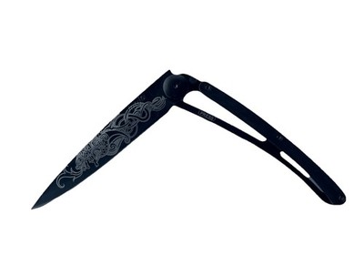 Deejo Knife Ebony Wood Dragon 37G Ultra Light Z40C13 StainlessSteel Open Box