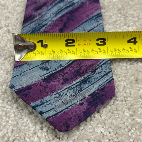 Valentino Cravette Silk Tie Purple Blue Stripe Abstract Office Luxury Formal VTG - Picture 7 of 8
