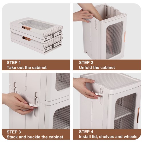 Foldable Plastic Bathroom Storage Cabinet for Small Spaces, Kitchen, Living Room - Picture 6 of 18