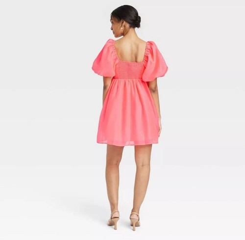 A New Day Women’s Short Balloon Sleeveless Sweetheart Neck Babydoll Dress L - Picture 2 of 6