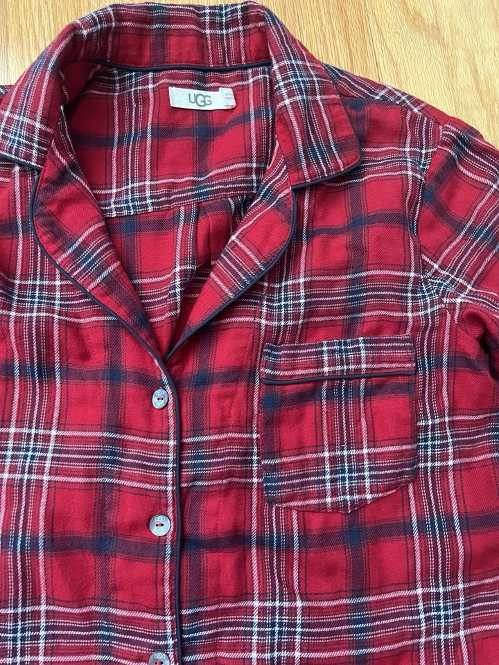 Women’s Ugg Red Plaid Flannel Lounging/Pajama Drawstring Pants Set Small - Image 4 of 4