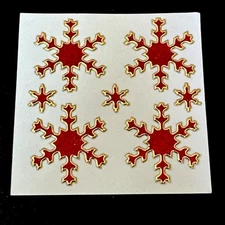 SNOWFLAKES✨7✨STICKERS✨❄️❤️❄️✨3” x 3”✨RED & GOLD AROUND✨BEAUTIFUL WINTER✨💫