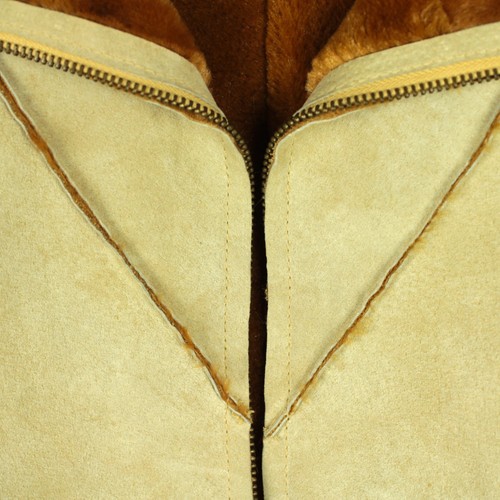 Frequency Suede Leather Shell faux fur lined Jacket Womens Large Beige Western - Picture 5 of 14