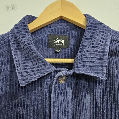 Camisa de pana azul Stussy manga larga sobre camisa chaqueta talla mediana algodón - Imagen 6 de 12