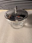 Glass Sugar/Honey Bowl With Metal Lid With  A Swirl Design
