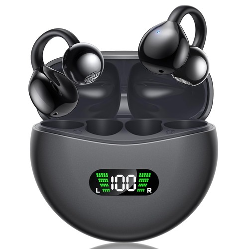 Wireless Earbuds Open Ear Clip On Headphones with LED Digital Display Chargin...