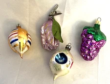 Lot Of 4 Vintage Christmas Ornament Assortment Glass Poland Slovakia Old Estate