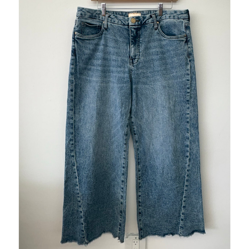 Kut from the Kloth Meg High Rise Wide Leg Jeans Raw Hem Größe 12 Neu mit Etikett - Bild 3 von 11