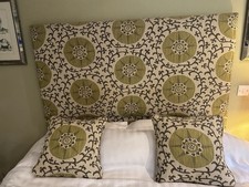 Sanderson Highgrove Collection Upholstered King Size Headboard & Cushions