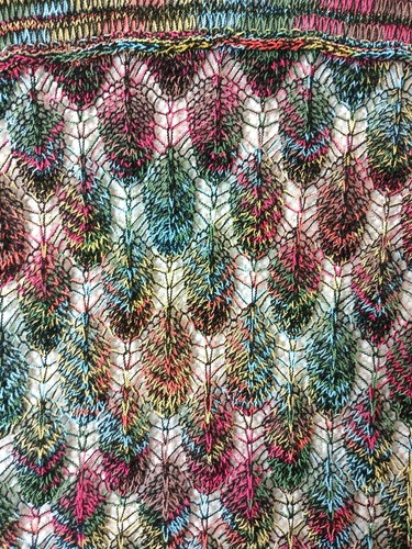 Long Cardigan Womens Medium Peacock Crochet Sweater Scallop Edges Rainbow Retro - Picture 2 of 14