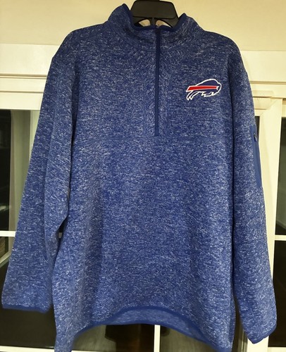 Buffalo Bills Antigua Heather Blue Fleece 1/4 Zip Pullover Size 2XL NWOT