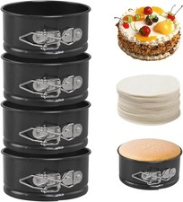 4 Pieces Cake Tins for Baking, 4 Inch Mini Springform Cake Tin Set, Small Cheese