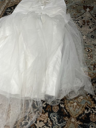 David's Bridal Wedding Dress Gown Strapless Belt Bridal White Sz 12 Corset Use - Picture 13 of 20