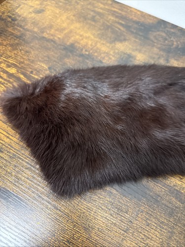 Vintage Kunst Nerz Pelz Kragen 50er Jahre gesteppt Satin gefüttert braun abnehmbar Halstuch - Bild 2 von 14