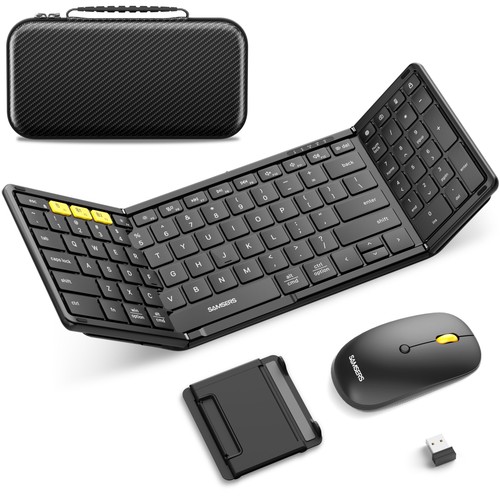 Foldable Keyboard and Mouse, Folding Bluetooth Keyboard Combo, 2.4G + BT5.0 x... - Picture 1 of 9