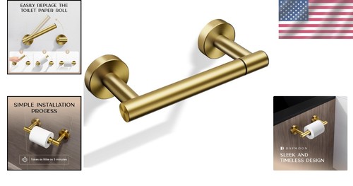 Durable Gold Toilet Paper Holder - Brushed Finish, Easy Install, Bathroom Decor - Picture 2 of 9