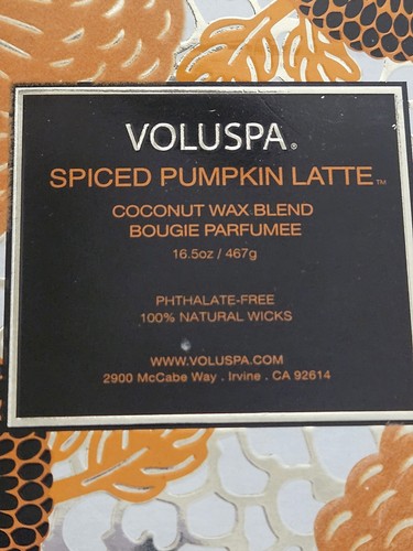 Voluspa 2 Wick Candle Spiced Pumpkin Latte Japonica Collection 16.5 Oz Glass NIB - Picture 10 of 10