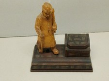 Zestaw do pisania , robotnicy leśni rzeźbiony z lat 50-tych