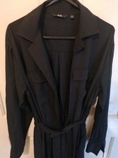 Uniqlo Black Rayon Shirt Dress |Women’s Small | Button Front Tie Waist Eco Blend